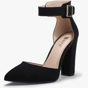 IDIFU Women's IN4 Pedazo High Block Heels Pumps Pointed Closed Toe Ankle Strap D